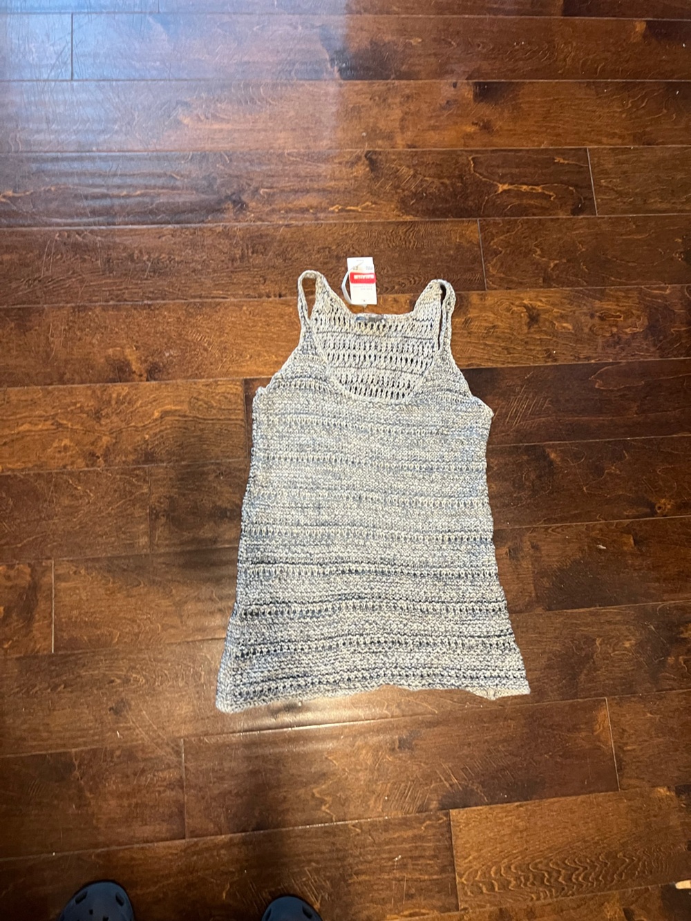 Vince Blue and White Crochet Tank Top